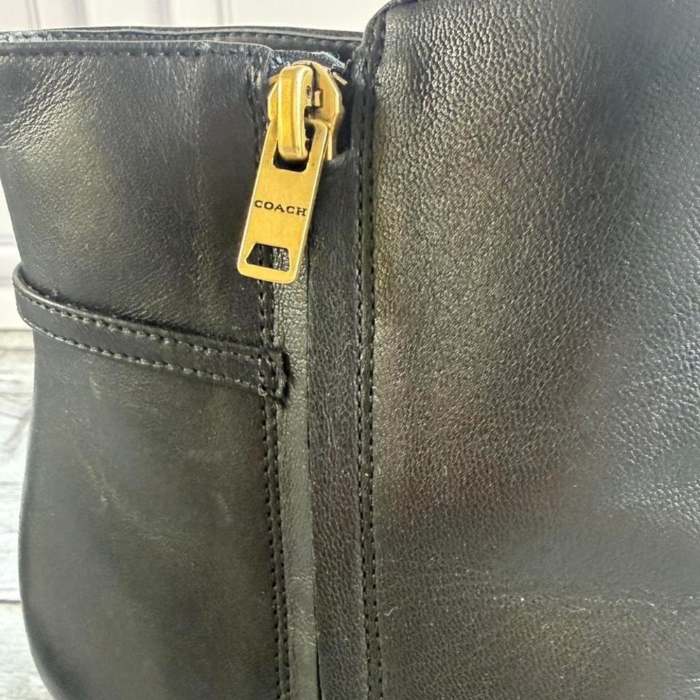 Coach black leather ankle boots with gold hardware #luxury - Picture 3 of 8